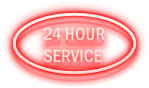 24 hour service neon sign